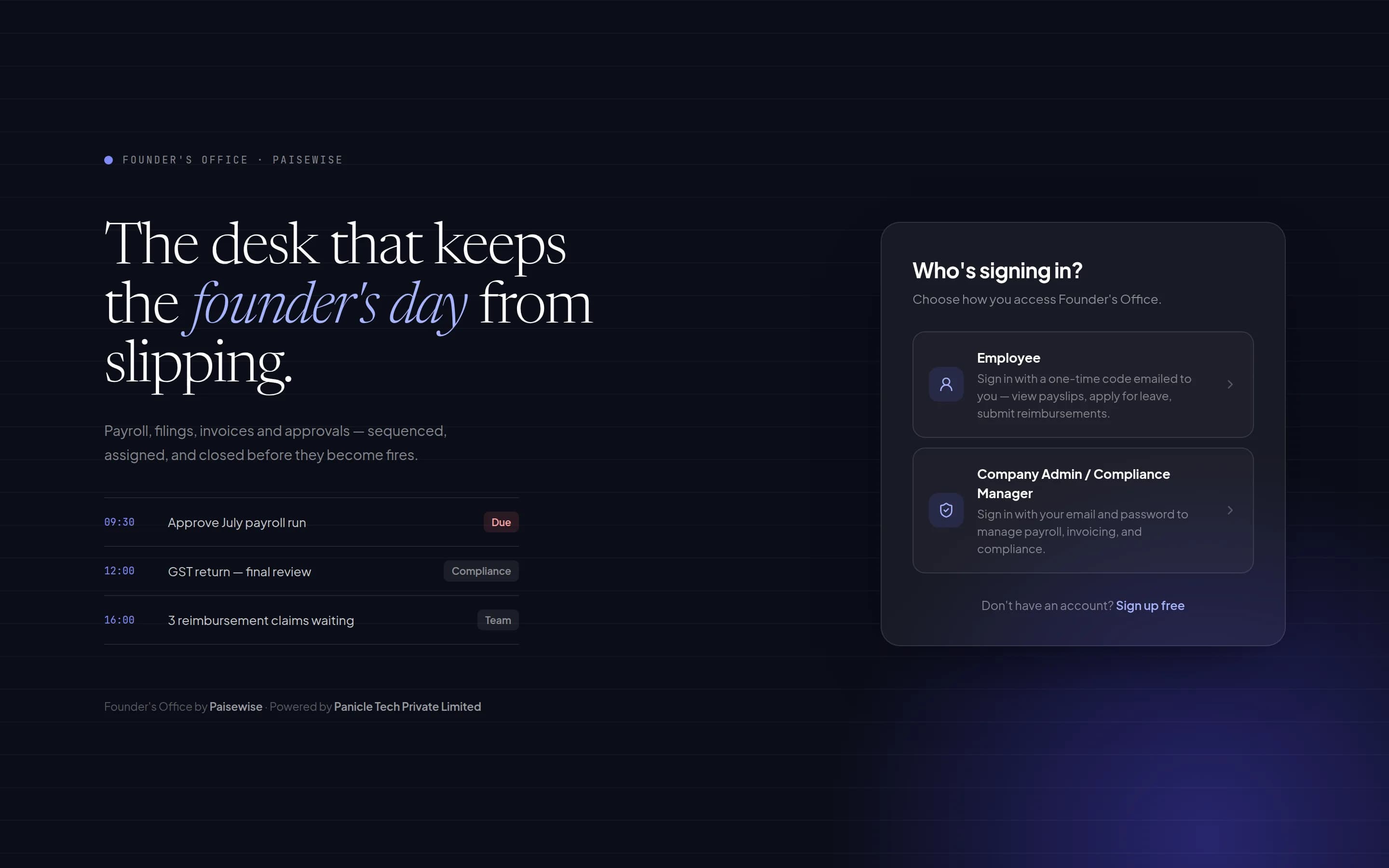 Founder's Office website screenshot